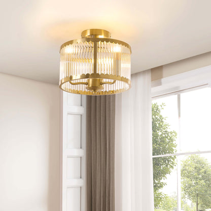 Rosie Glass Scallop Flush Ceiling Light - Gold - DUSK