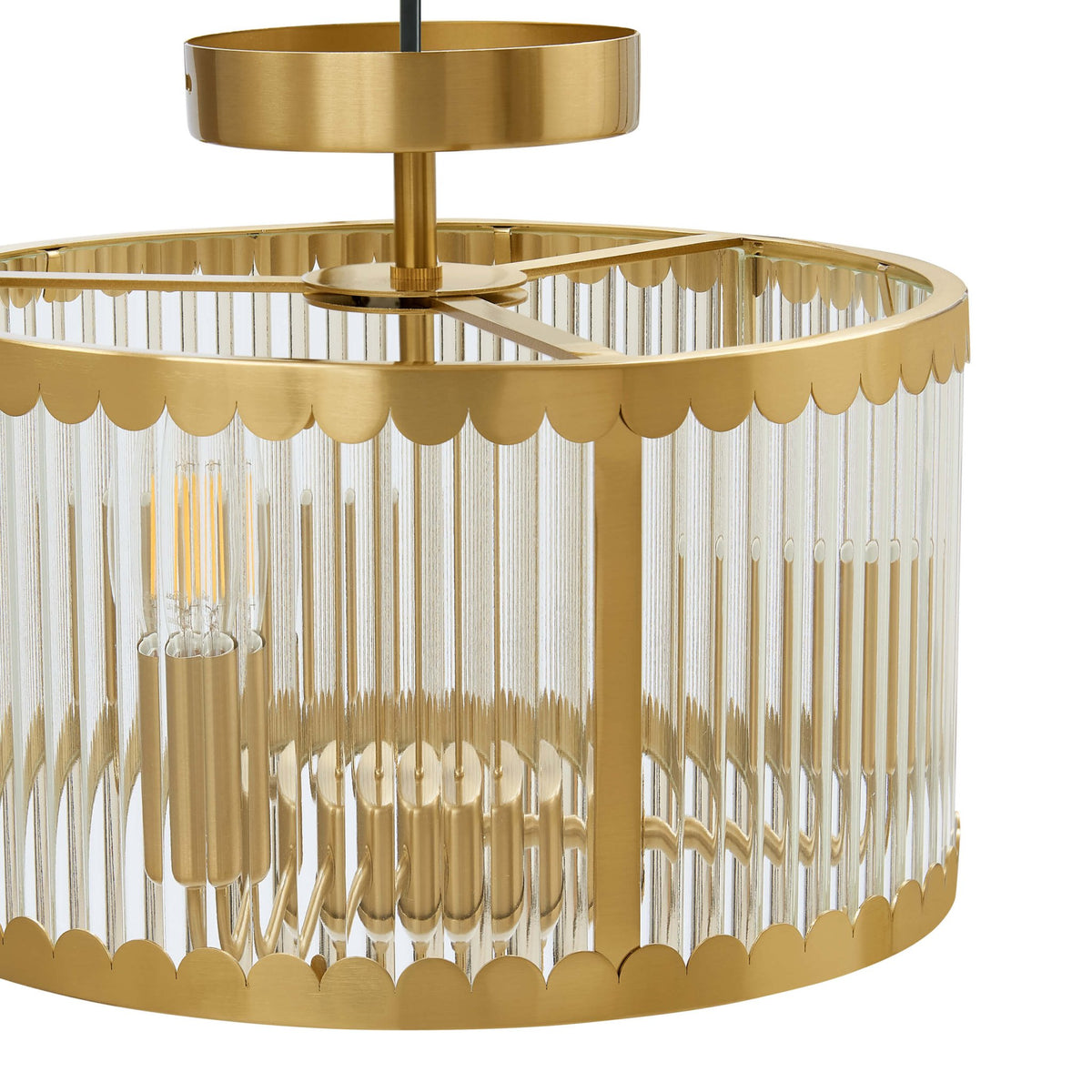 Rosie Glass Scallop Flush Ceiling Light - Gold - DUSK