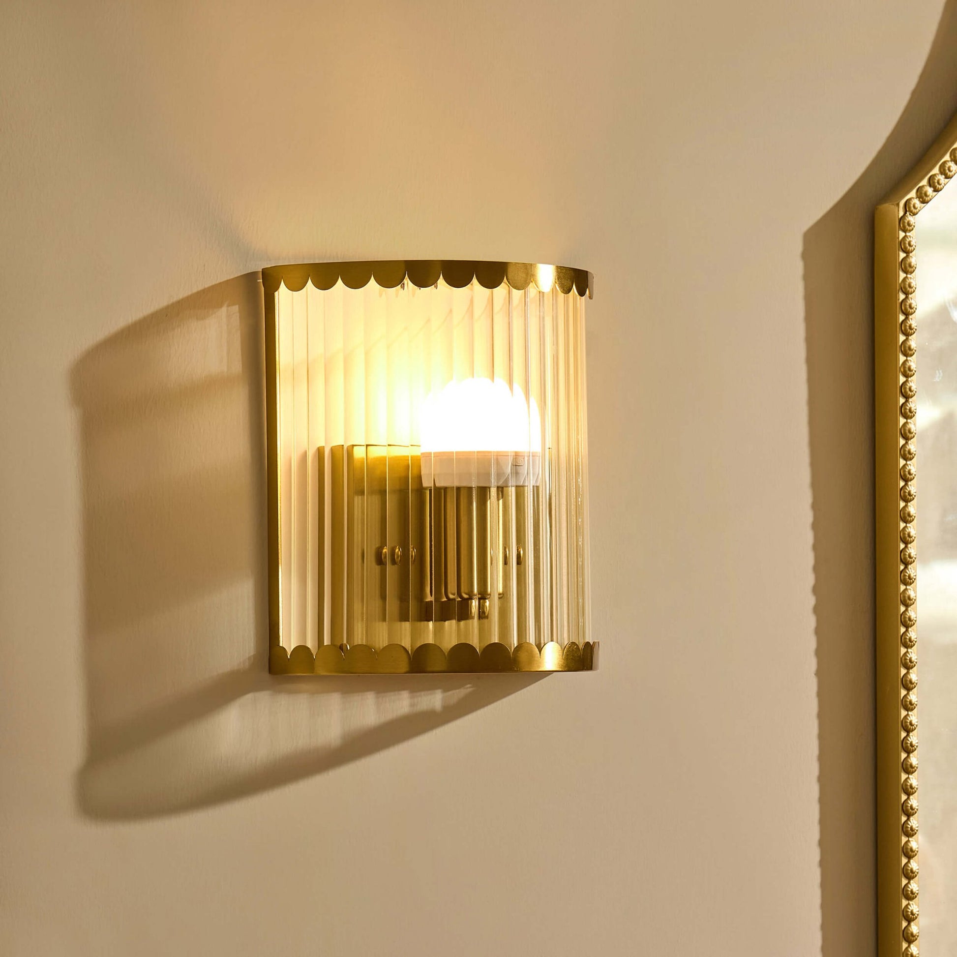 Rosie Glass Scallop Wall Light - Gold - DUSK