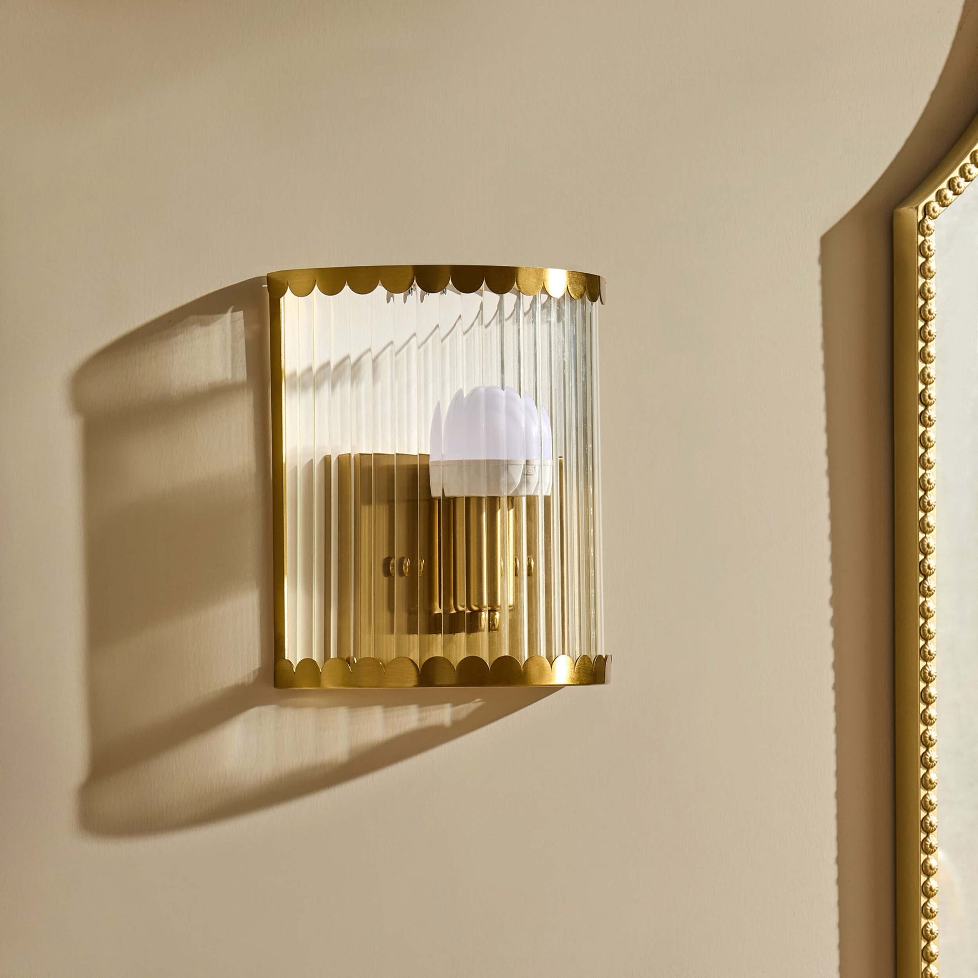 Rosie Glass Scallop Wall Light - Gold - DUSK