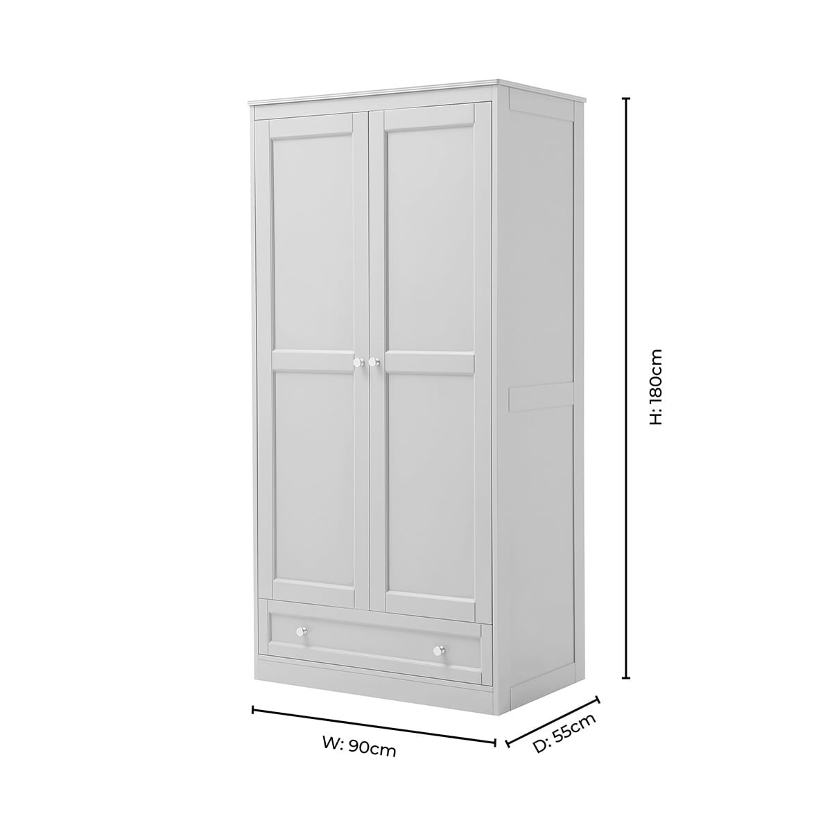 Ruby 2 Door Wardrobe with Drawer - Cream - DUSK