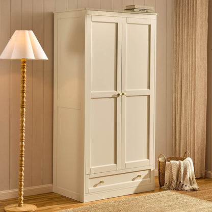 Ruby 2 Door Wardrobe with Drawer - Cream - DUSK