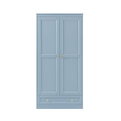 Ruby 2 Door Wardrobe with Drawer - Sky Blue - DUSK