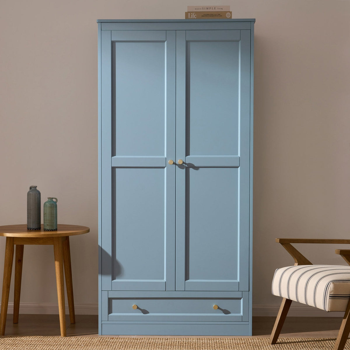 Ruby 2 Door Wardrobe with Drawer - Sky Blue - DUSK