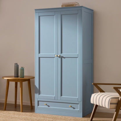 Ruby 2 Door Wardrobe with Drawer - Sky Blue - DUSK