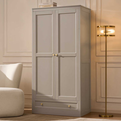Ruby 2 Door Wardrobe with Drawer - Taupe - DUSK