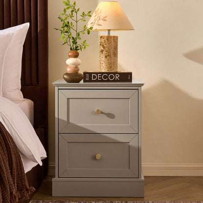 Ruby 2 Drawer Bedside Table - Taupe - DUSK