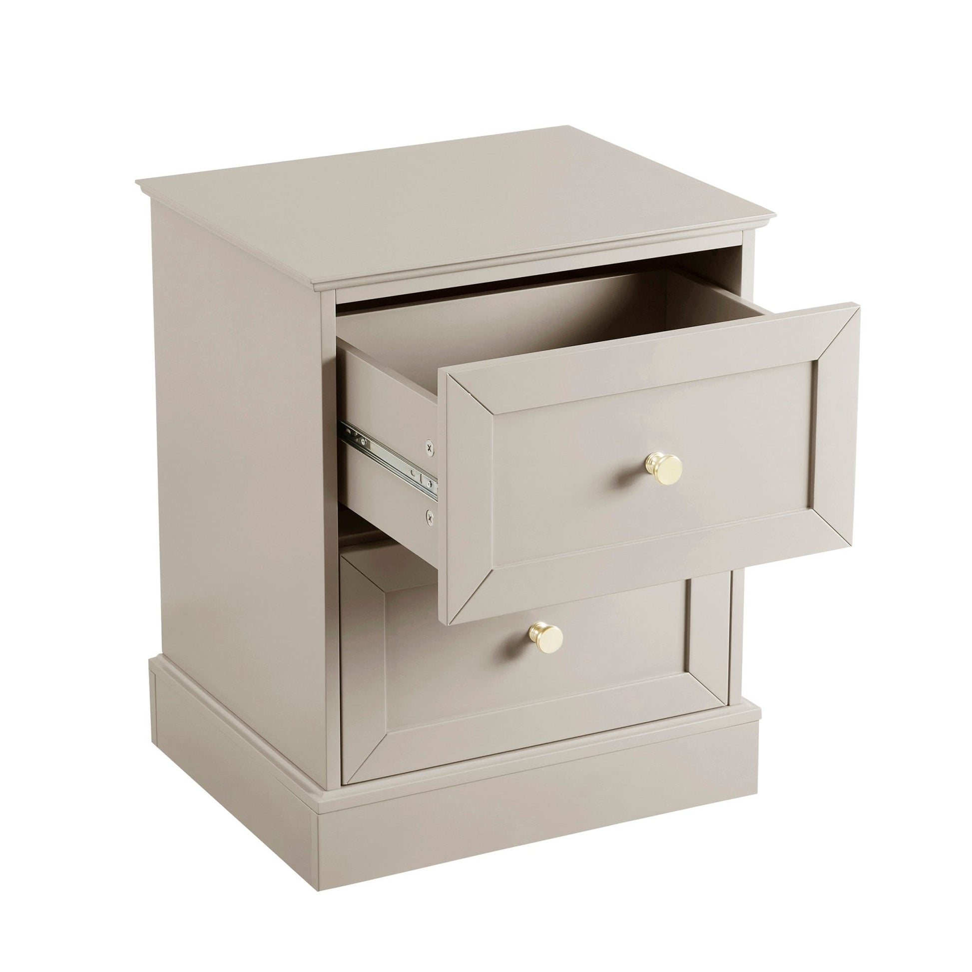 Ruby 2 Drawer Bedside Table - Taupe - DUSK