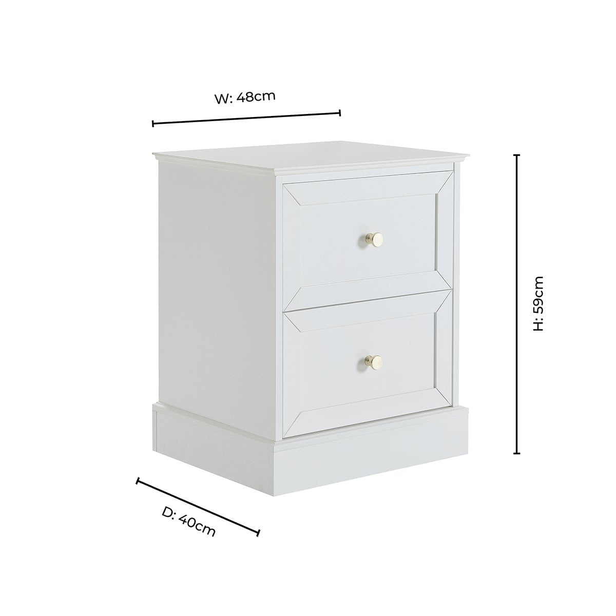 Ruby 2 Drawer Bedside Table - Warm White - DUSK