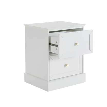 Ruby 2 Drawer Bedside Table - Warm White - DUSK