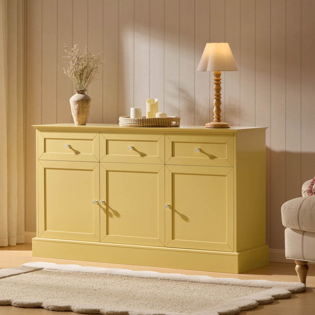 Ruby 3 Door Sideboard with Drawers - Butter - DUSK