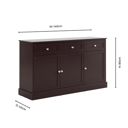 Ruby 3 Door Sideboard with Drawers - Chocolate - DUSK