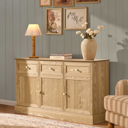Ruby 3 Door Sideboard with Drawers - Light Wood - DUSK