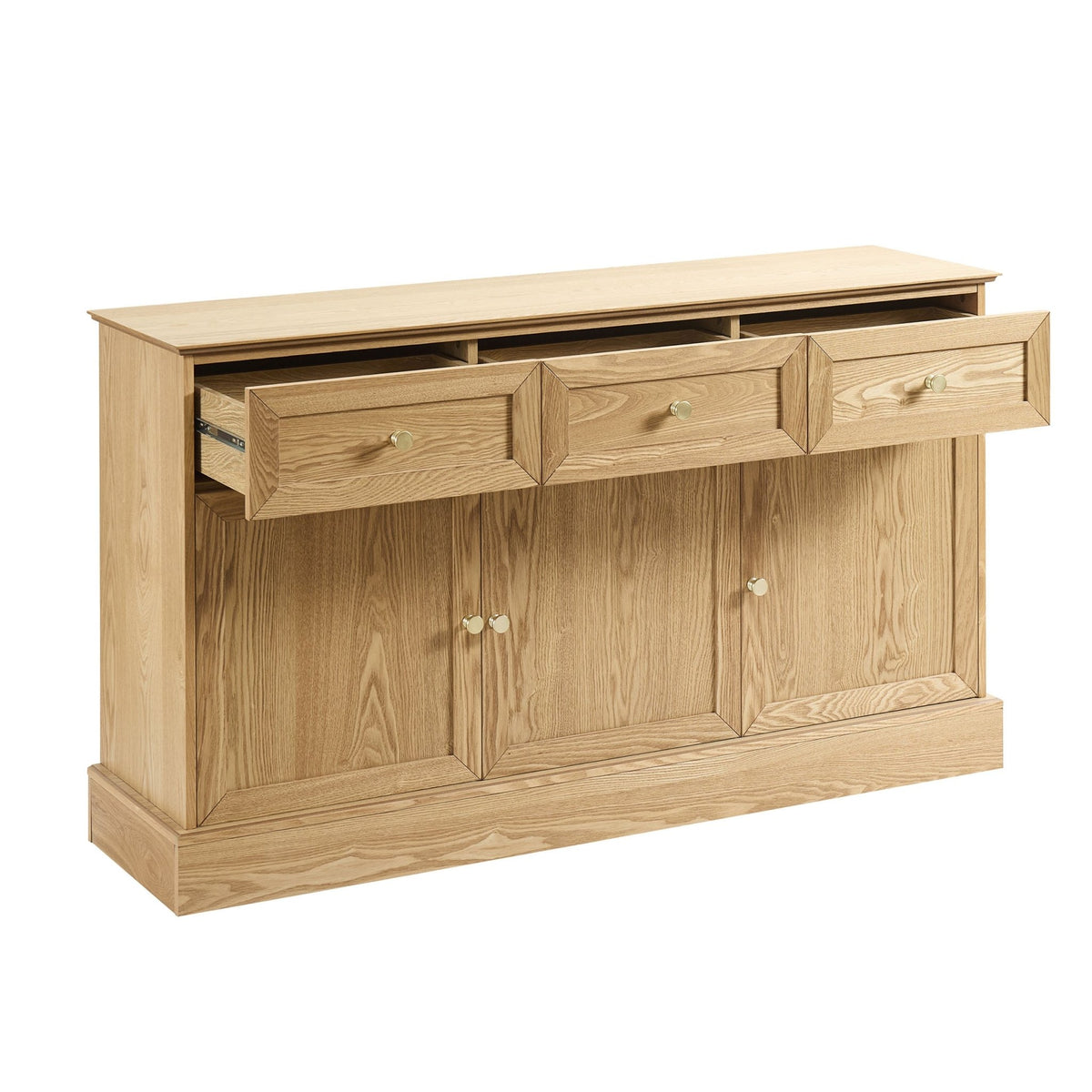 Ruby 3 Door Sideboard with Drawers - Light Wood - DUSK