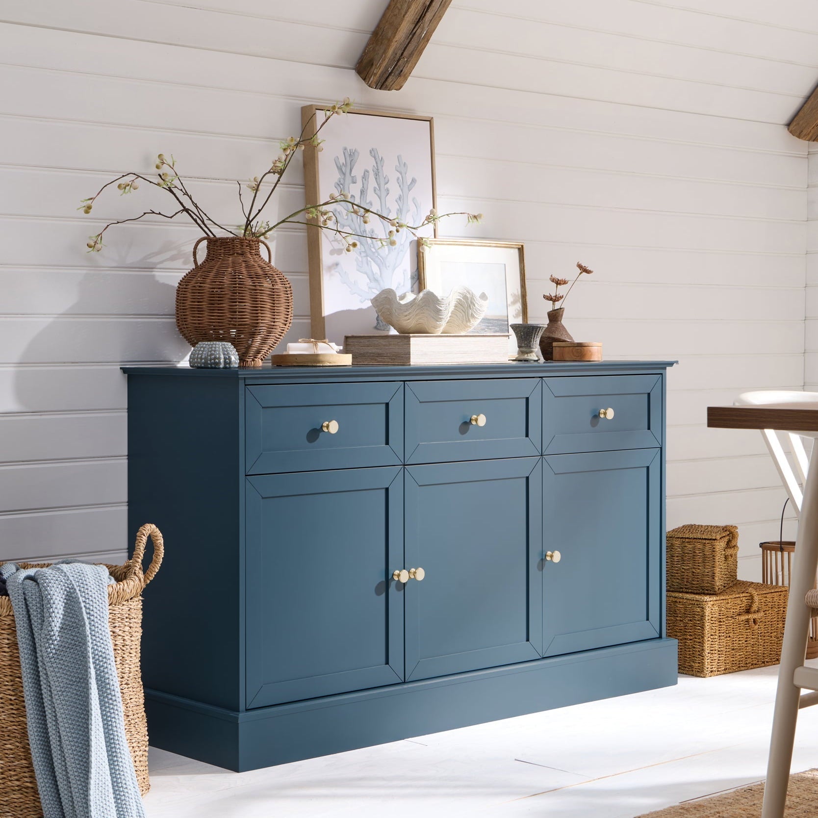 Ruby 3 Door Sideboard with Drawers - Teal - DUSK