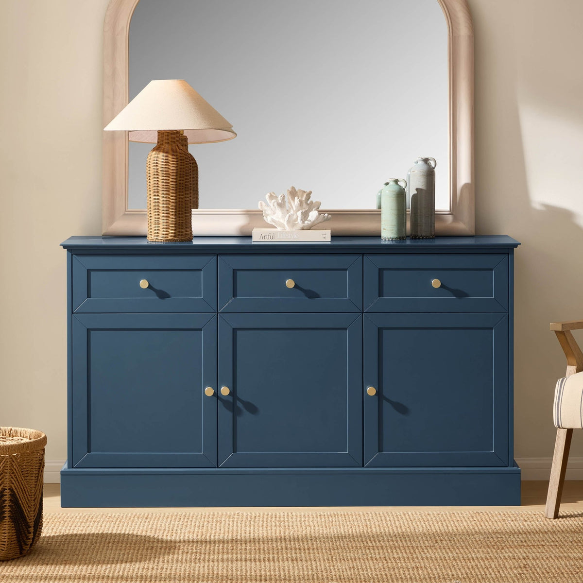 Ruby 3 Door Sideboard with Drawers - Teal - DUSK
