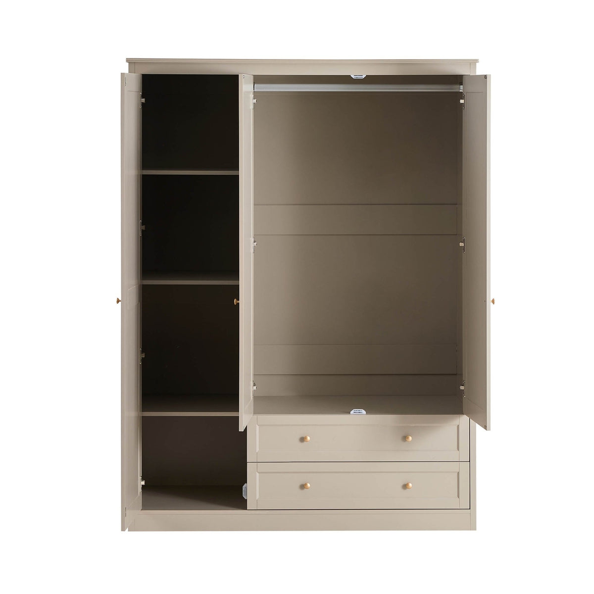 Ruby 3 Door Wardrobe 2 Drawers - Taupe - DUSK