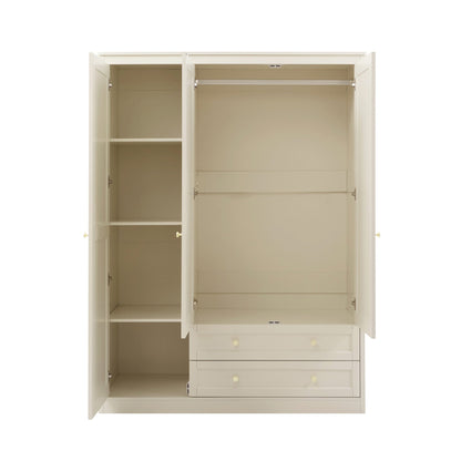 Ruby 3 Door Wardrobe with Drawers - Cream - DUSK