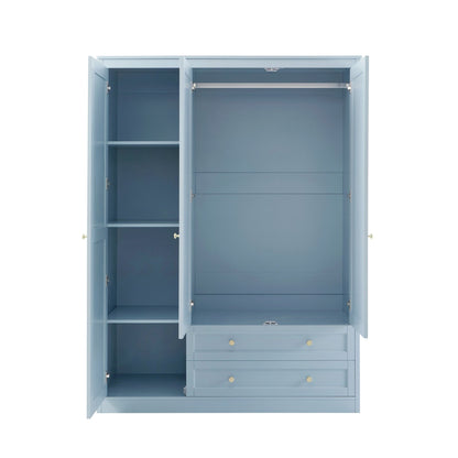 Ruby 3 Door Wardrobe with Drawers - Sky Blue - DUSK
