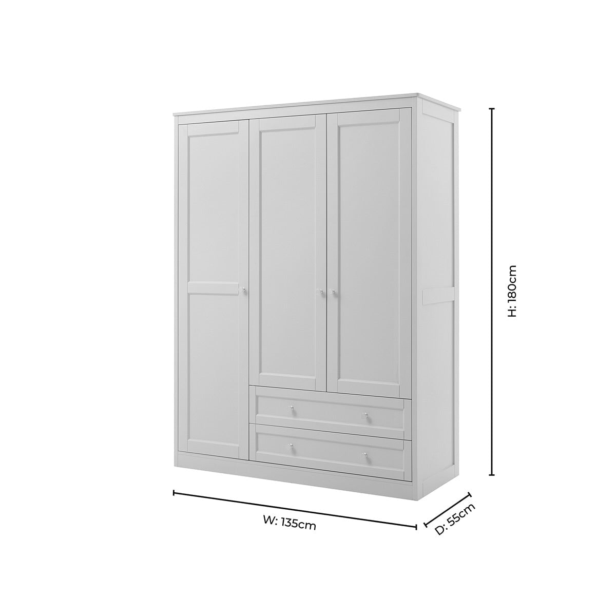 Ruby 3 Door Wardrobe with Drawers - Sky Blue - DUSK