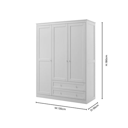 Ruby 3 Door Wardrobe with Drawers - Sky Blue - DUSK