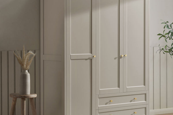 Ruby 3 Door Wardrobe with Drawers - Taupe - DUSK