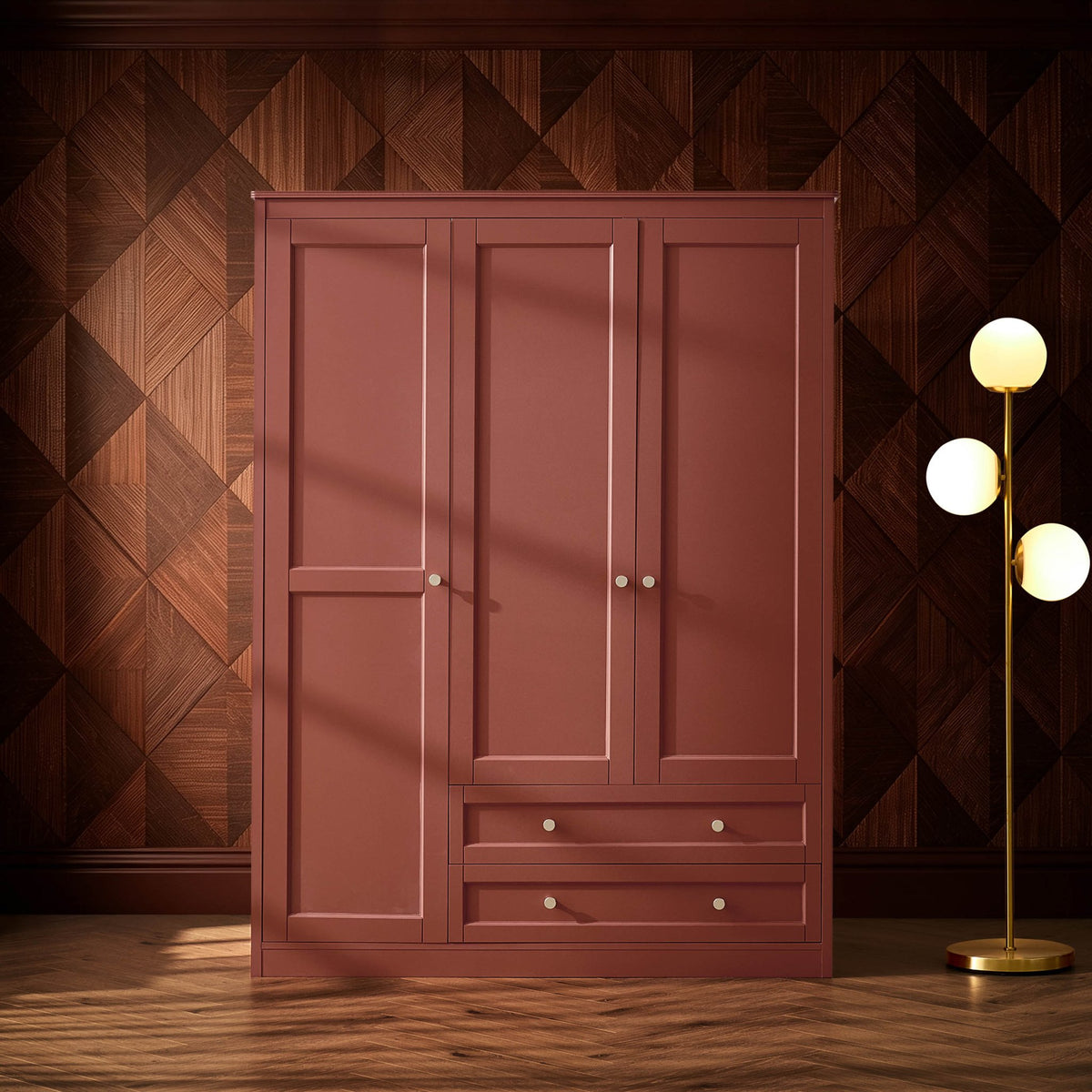 Ruby 3 Door Wardrobe with Drawers - Terracotta - DUSK