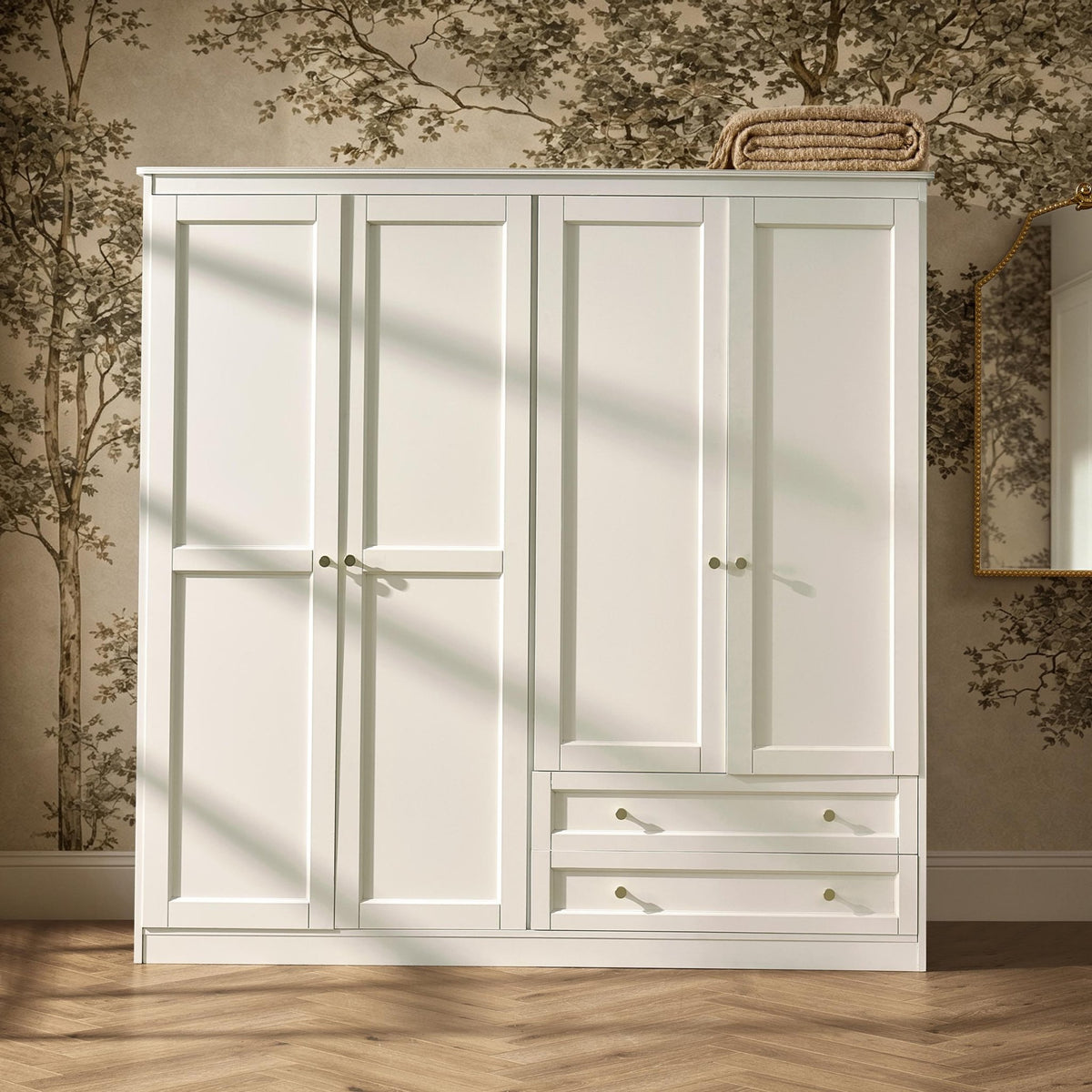 Ruby 4 Door Wardrobe - Warm White - DUSK