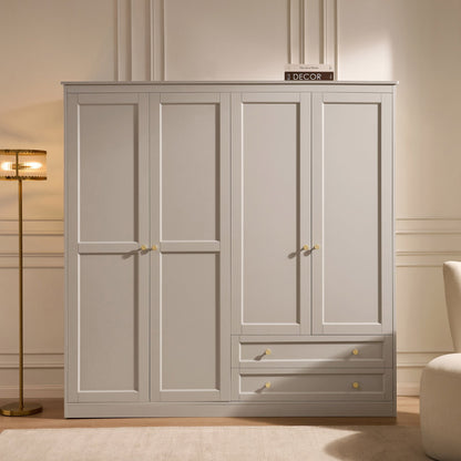 Ruby 4 Door Wardrobe with Drawers - Taupe - DUSK