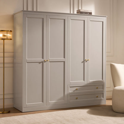 Ruby 4 Door Wardrobe with Drawers - Taupe - DUSK