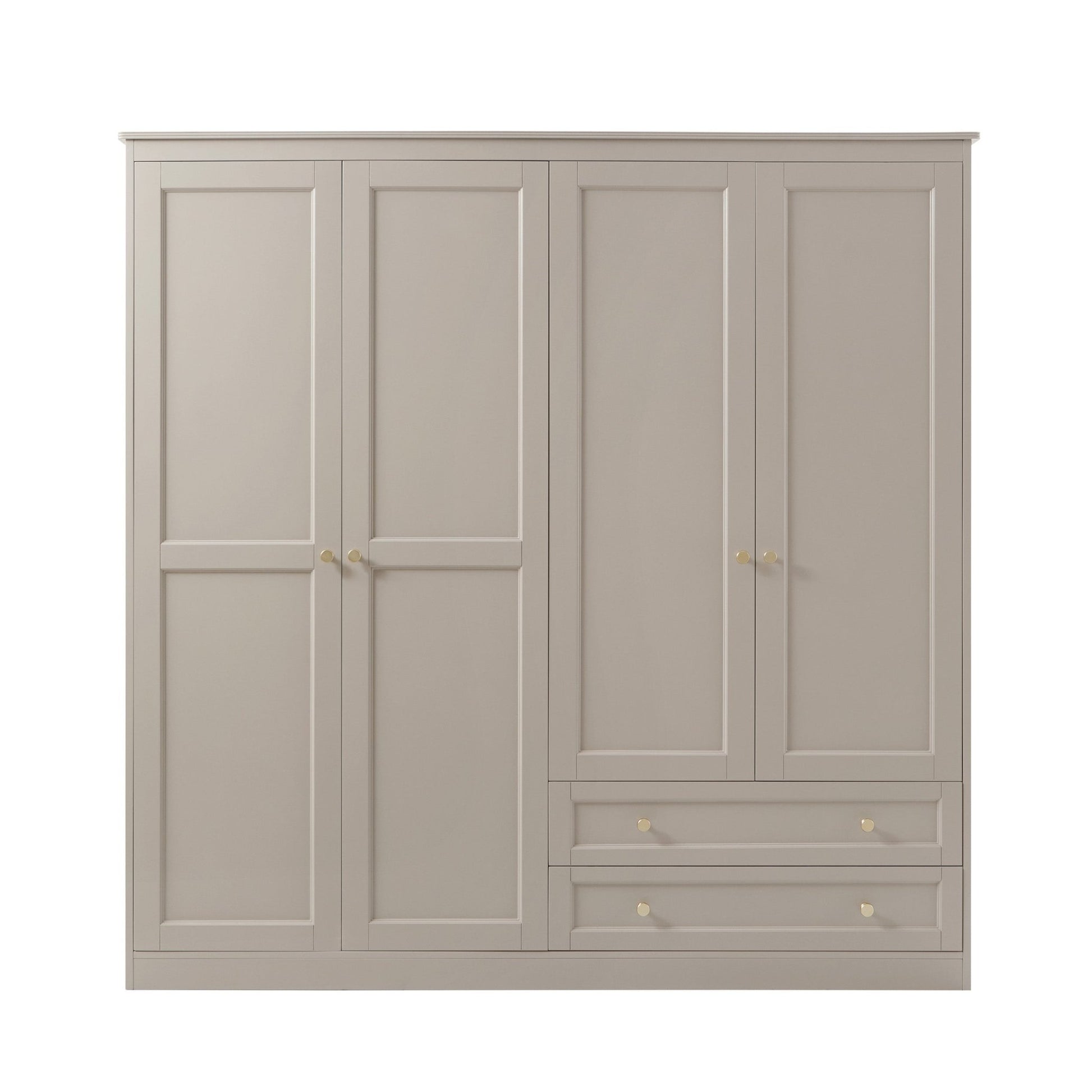 Ruby 4 Door Wardrobe with Drawers - Taupe - DUSK