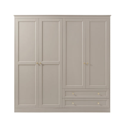 Ruby 4 Door Wardrobe with Drawers - Taupe - DUSK