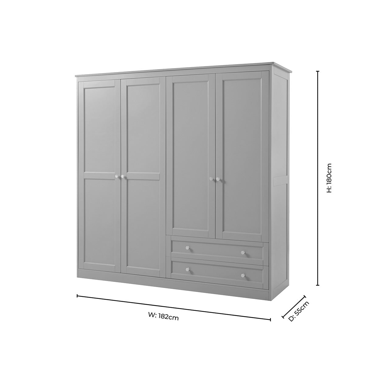 Ruby 4 Door Wardrobe with Drawers - Taupe - DUSK