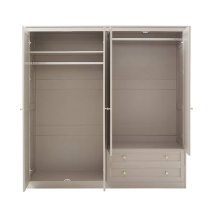 Ruby 4 Door Wardrobe with Drawers - Taupe - DUSK