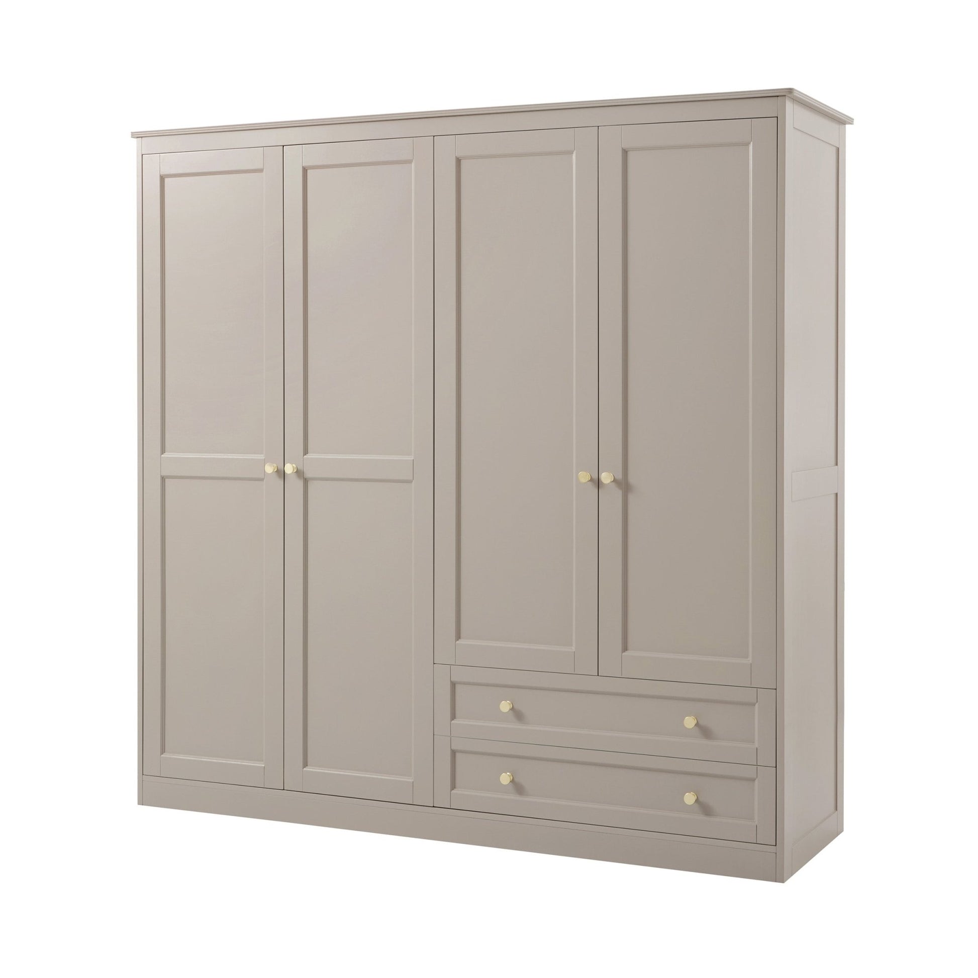 Ruby 4 Door Wardrobe with Drawers - Taupe - DUSK