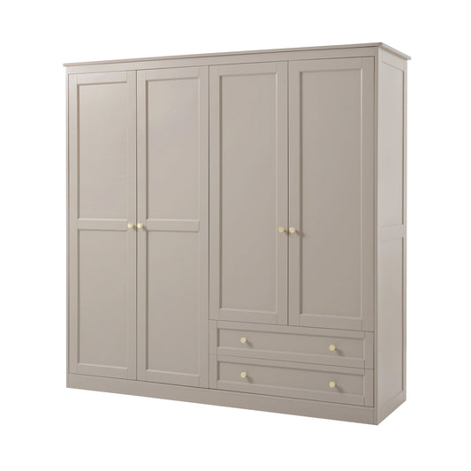Ruby 4 Door Wardrobe with Drawers - Taupe - DUSK