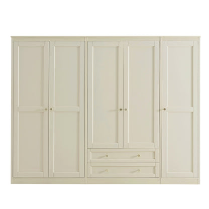 Ruby 5 Door Wardrobe with Drawers - Cream - DUSK