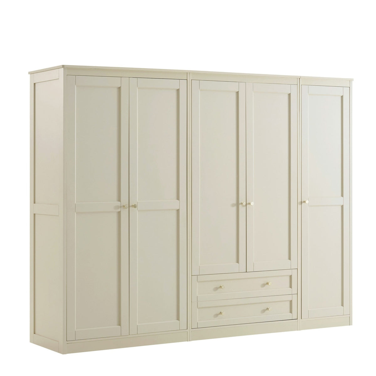 Ruby 5 Door Wardrobe with Drawers - Cream - DUSK