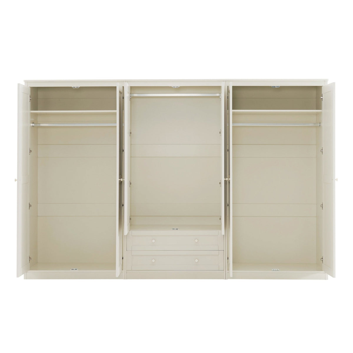 Ruby 6 Door Wardrobe with Drawers - Cream - DUSK