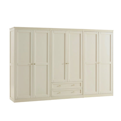 Ruby 6 Door Wardrobe with Drawers - Cream - DUSK