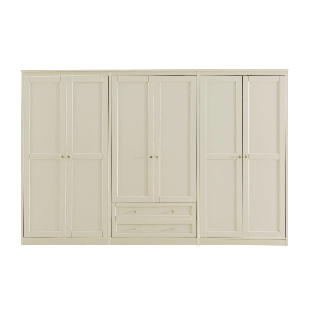 Ruby 6 Door Wardrobe with Drawers - Cream - DUSK