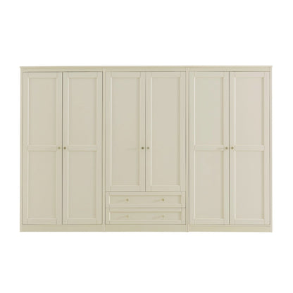 Ruby 6 Door Wardrobe with Drawers - Cream - DUSK