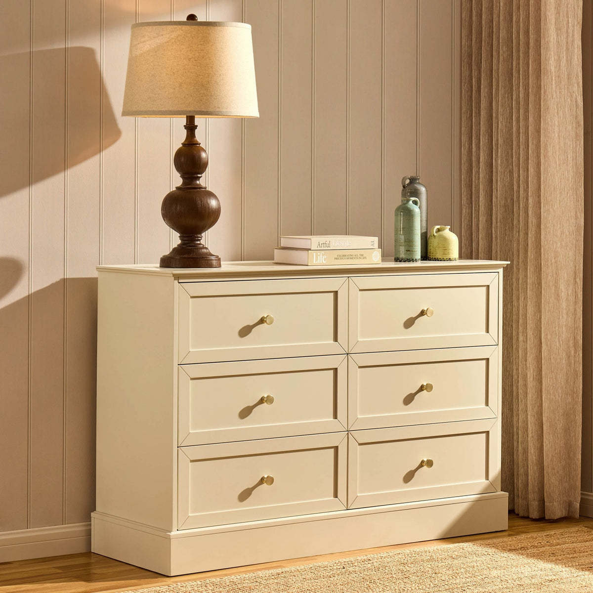 Ruby 6 Drawer Chest - Cream - DUSK