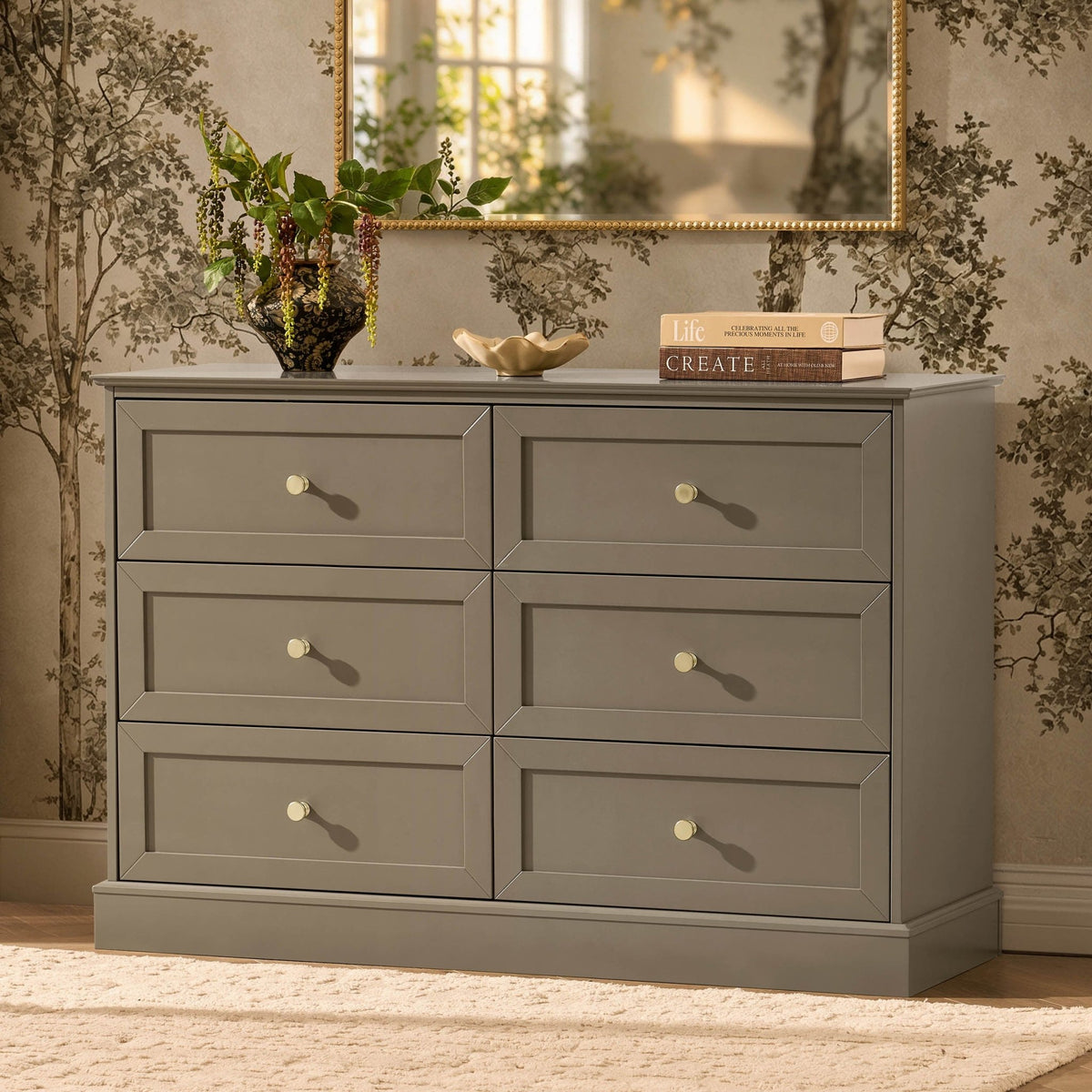 Ruby 6 Drawer Chest - Mushroom Brown - DUSK