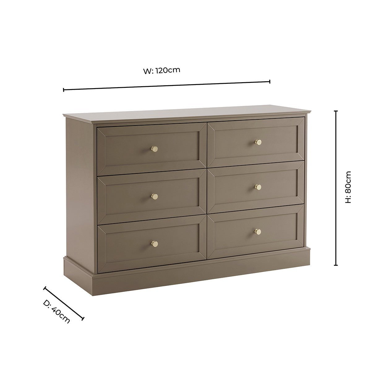Ruby 6 Drawer Chest - Mushroom Brown - DUSK