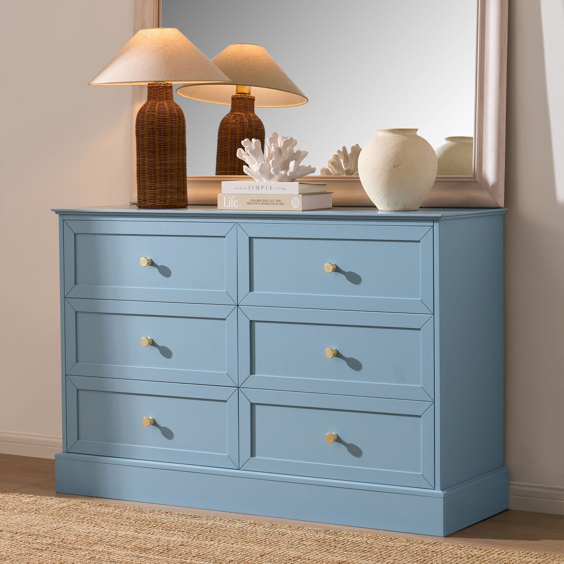 Ruby 6 Drawer Chest - Sky Blue - DUSK