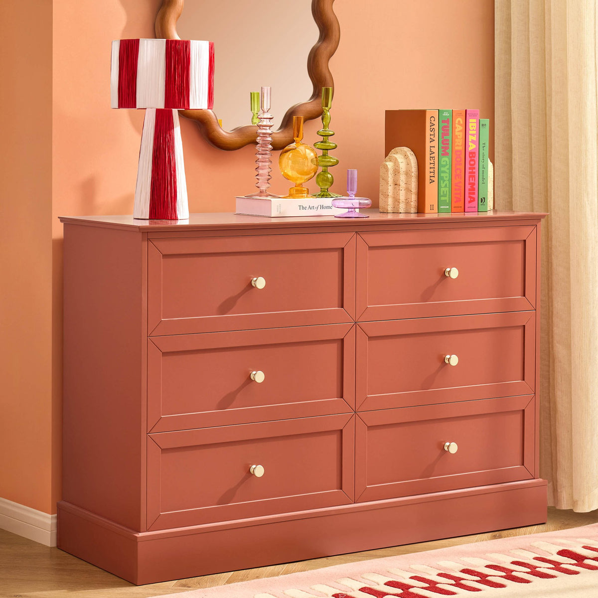 Ruby 6 Drawer Chest - Terracotta - DUSK