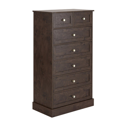 Ruby 7 Drawer Tall Chest - Dark Burl Effect - DUSK