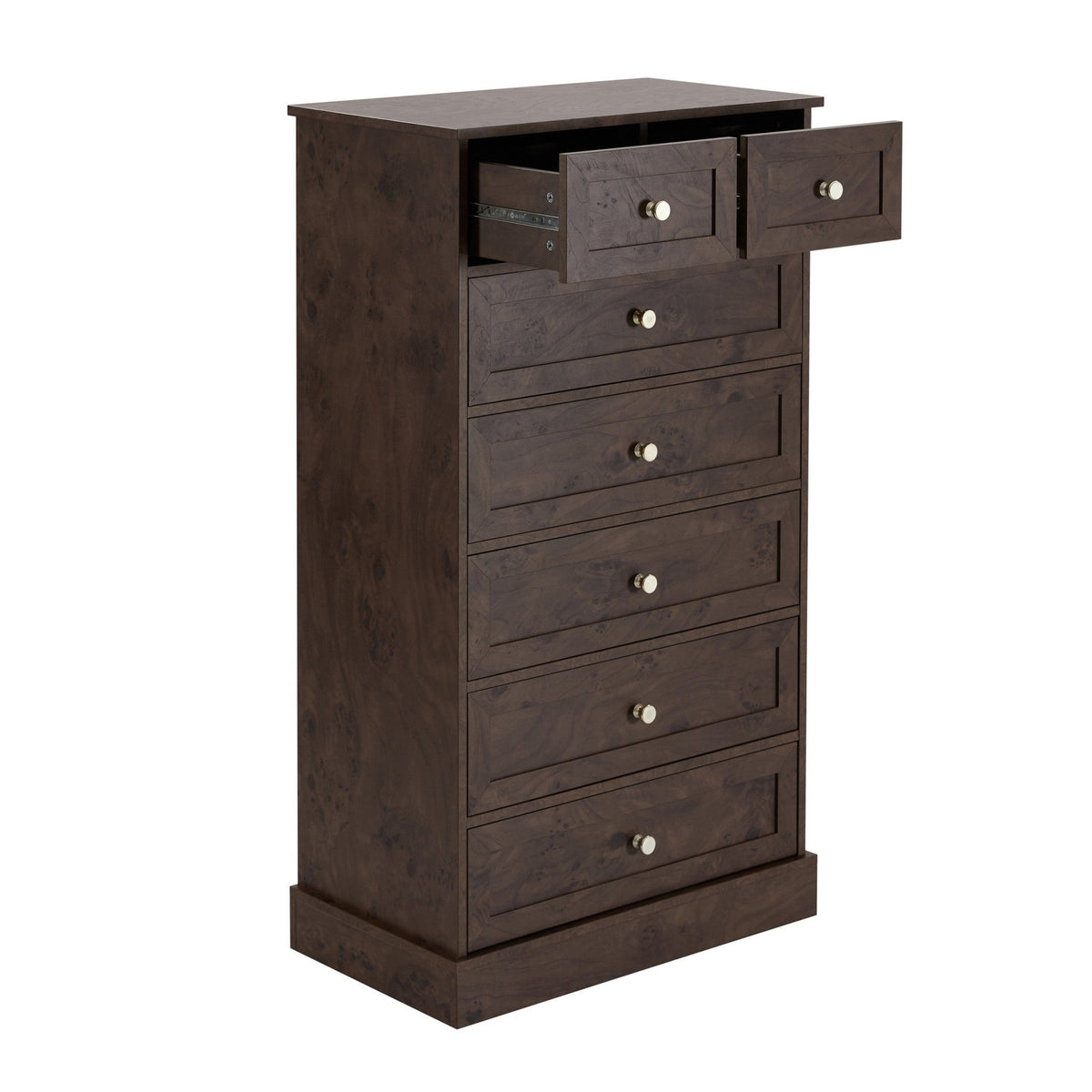 Ruby 7 Drawer Tall Chest - Dark Burl Effect - DUSK