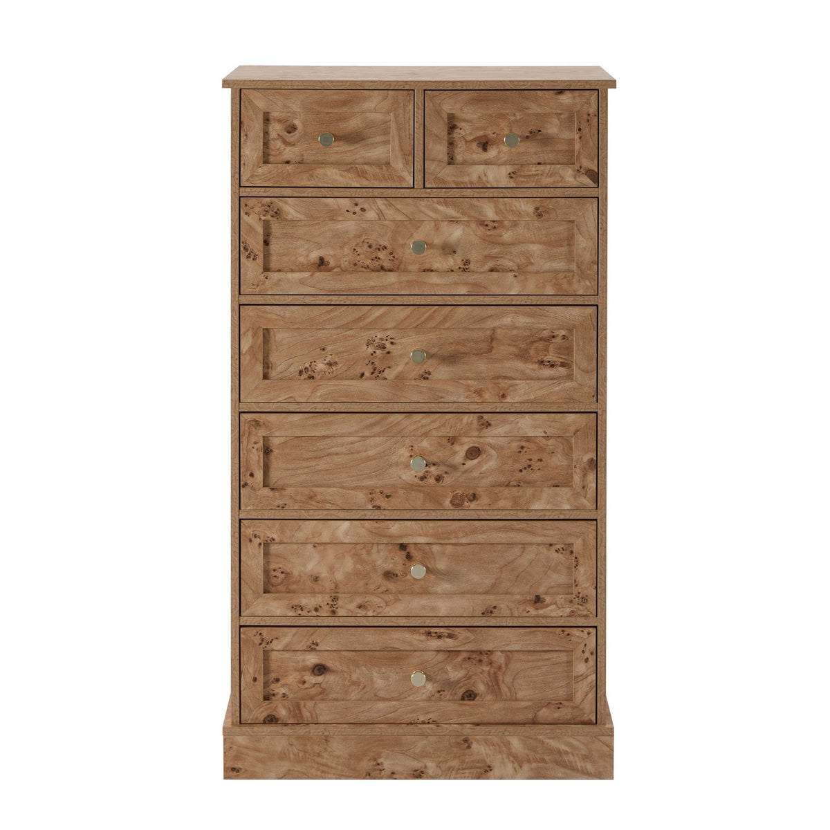 Ruby 7 Drawer Tall Chest - Light Burl Effect - DUSK